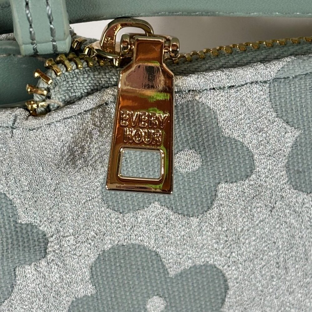 Every Hour Floral Crossbody Bag Aqua Faux Leather Gold Chain Strap Shoulder Hand - Picture 6 of 8